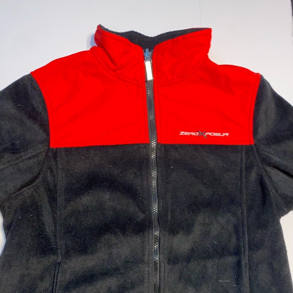 Zero X Posur Jacket Large Red/Black Long Sleeve Knit Pockets Zip